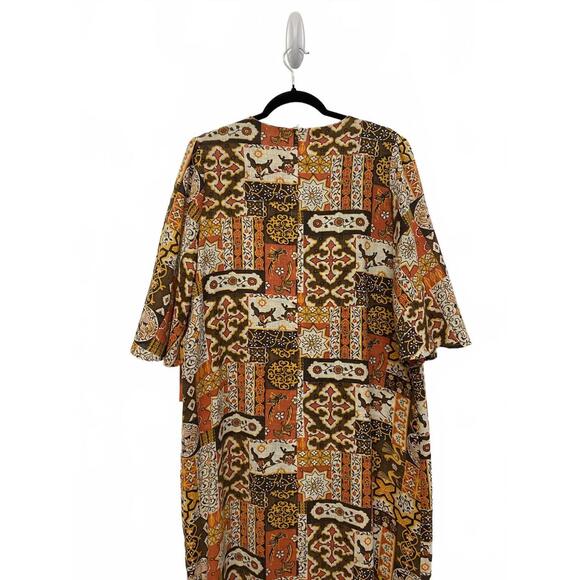 True Vintage 1960s Lady Lewis Women's Graphic Patchwork Print Dress Muumuu OSFM - Picture 5 of 8